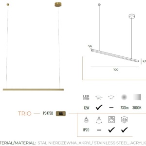 Lustra LED dimabila design modern TRIO auriu periat 117187 universul-luminii.ro