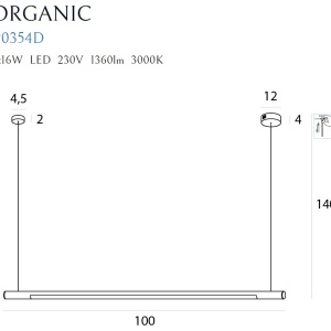 Lustra LED dimabila liniara, suspendata Organic 100cm, negru 96417 universul-luminii.ro