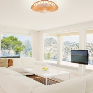 Lustra LED Smart cu Ventilator si telecomanda HIMALAYA lemn 139677 universul-luminii.ro
