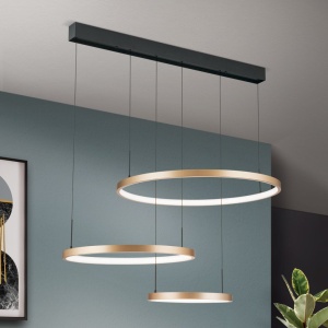 Lustra LED suspendata cu 3 inele SPHERE aurie 155667 universul-luminii.ro