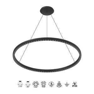 Lustra LED suspendata design circular XL RIUMAR negru - Img 6