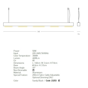 Lustra LED suspendata design liniar Abi 50W - Img 3