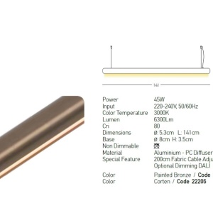 Lustra LED suspendata design liniar BRONZE 45W - Img 4