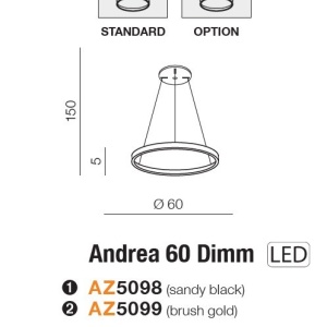 Lustra LED suspendata design modern ANDREA 60 3000K DIMM BK 120477 universul-luminii.ro