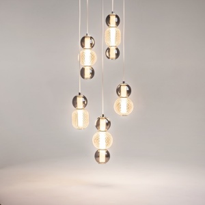 Lustra LED suspendata design modern decorativ Drop 5L crom - Img 5