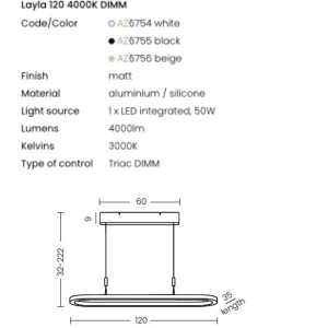 Lustra LED suspendata design modern LAYLA negru 3000K DIMM - Img 2