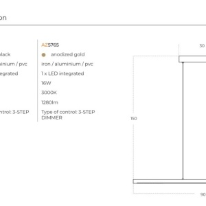 Lustra LED suspendata liniara ALAMO 90 3-STEP DIMM GO - Img 2