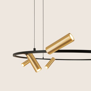 Lustra LED suspendata moderna Senta negru/auriu