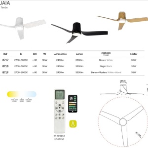 Lustra LED, Ventilator cu telecomanda, USHUAIA aspect lemn MA-8719 172207 universul-luminii.ro