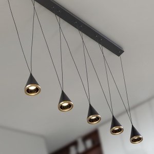Lustra liniara cu 5 pendule suspendate LED Conic - Img 7