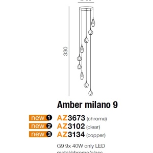 Lustra moderna AMBER MILANO 9 clar ZZ AZ3102 80297 universul-luminii.ro