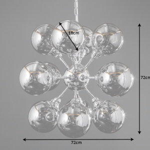 Lustra moderna cu 12 abajururi din sticla Galaxy 72cm, argintiu A-39101 VC 184437 universul-luminii.ro