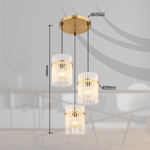 Lustra moderna cu 3 pendule GORLEY auriu 157417 universul-luminii.ro