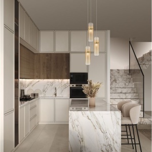 Lustra moderna cu 3 pendule LED, Metal, Auriu, Sticla, Amber, Norma 245487 universul-luminii.ro