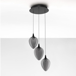 Lustra moderna cu 3 pendule LED, Metal, Sticla, Fumuriu, Nali 245157 universul-luminii.ro