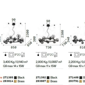 Lustra moderna cu 30 surse de lumina PERLAGE SP30 NERO 57337 universul-luminii.ro