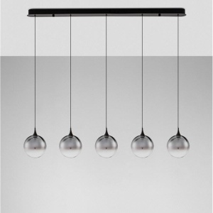 Lustra moderna cu 5 pendule LED, Metal, Sticla, Fumuriu, ORENDA 168547 universul-luminii.ro