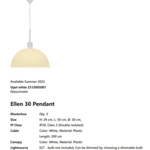 Lustra, Pendul design minimalist scandinav Ellen 30 Opal white 132807 universul-luminii.ro