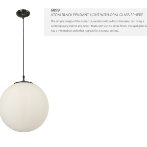 Lustra / Pendul design modern 35cm Atom black / opal 6099 SRT 172907 universul-luminii.ro