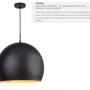 Lustra / Pendul design modern 40cm Domas negru 3039BK SRT - Img 2