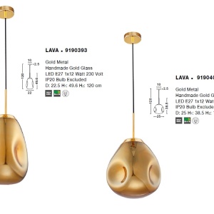Lustra / Pendul design modern decorativ Lava auriu NVL-9190403 76467 universul-luminii.ro