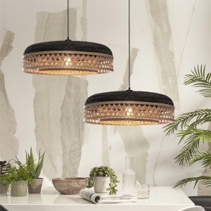 Lustra/Pendul eco din bambus Ubud double shade, bl/nat 213767 universul-luminii.ro