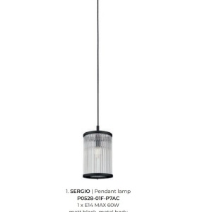 Lustra, Pendul elegant design modern SERGIO negru mat - Img 3
