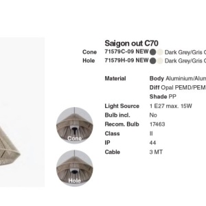 Lustra/Pendul iluminat exterior decorativ SAIGON cone W70 gri/bej 217647 universul-luminii.ro