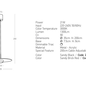 Lustra, Pendul LED 21W 3000K SANDY BLACK ZB-2585 171317 universul-luminii.ro