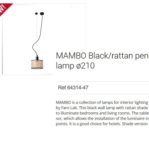 Lustra pendul moderna design natural MAMBO 21cm negru/ratan 64314-47 90637 universul-luminii.ro