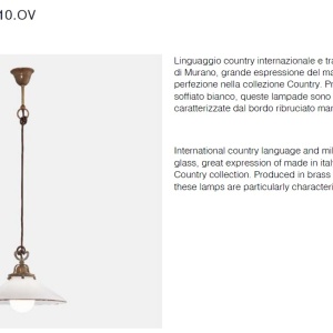 Lustra, Pendul rustic din alama cu sticla murano Country 53957 universul-luminii.ro