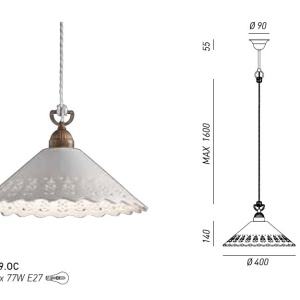 Lustra, Pendul rustic fabricat manual diametru 40cm Fiori di Pizzo 065.09.OC - Img 2