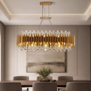 Lustra pentru Insula Bucatarie sau Dining, Belle 16Lt, metal auriu si cristale