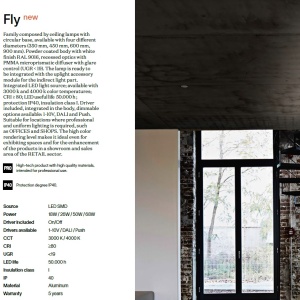 Lustra / Plafoniera LED tehnica profesionala FLY PL D90 3000K 93657 universul-luminii.ro