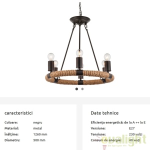 Lustra rustica design deosebit Ulleu 69029-6 GL - Img 3