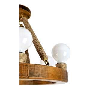 Lustra rustica fabricata manual din lemn EVIA 6L 151247 universul-luminii.ro