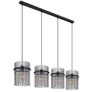 Lustra suspendata 4L design modern GORLEY negru, fumuriu 134687 universul-luminii.ro
