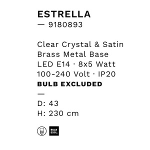 Lustra suspendata, cristale sticla ESTRELLA 43cm - Img 2