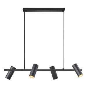 Lustra suspendata cu 4 surse de iluminat design minimalist Alanis 4 negru