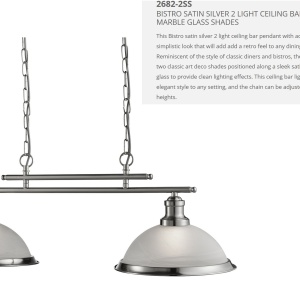 Lustra suspendata design clasic Bistro 2L argintiu satin 2682-2SS SRT 73977 universul-luminii.ro