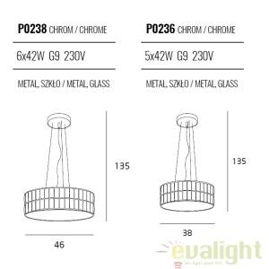 Lustra suspendata design elegant 38cm DIAMANTE I P0236 MX 60087 universul-luminii.ro