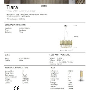 Lustra suspendata design elegant Tiara crom/auriu 212327 universul-luminii.ro
