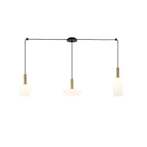 Lustra suspendata design modern Barab auriu, alb opal - Img 1