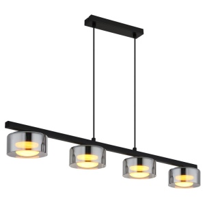 Lustra suspendata din metal negru cu sticla fumurie HIGGINS 4L