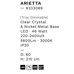 Lustra suspendata LED, cristale sticla ARIETTA 60cm - Img 3