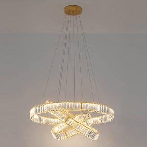Lustra suspendata LED design ambiental Ring TRIPLES auriu - Img 1