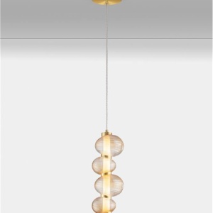 Lustra suspendata LED design modern Leda auriu - Img 6
