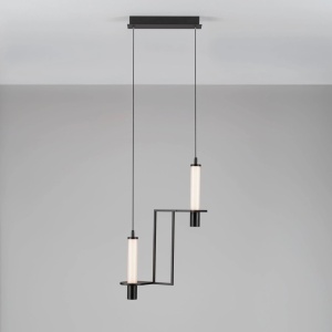 Lustra suspendata LED metal negru cu sticla, LUMIEN