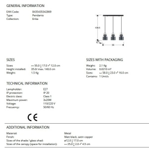 Lustra suspendata metal design decorativ Erika 3L 172757 universul-luminii.ro