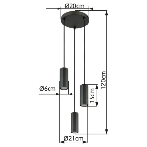 Lustra suspendata stil minimalist JAMES 3L gri 240167 universul-luminii.ro